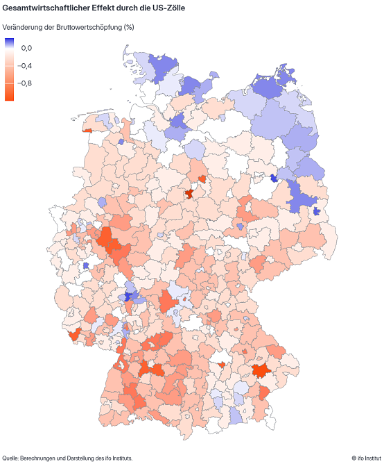 Gesamtwirtschaftlicher Effekt durch US Z&ouml;lle (Foto: ifo Institut)