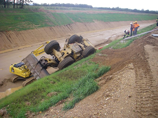 Bagger &uuml;berschlagen (Foto: Kreispolizeibeh&ouml;rde D&uuml;ren)