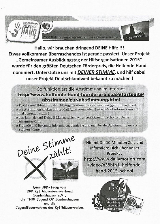 Bild: " Klicken Sie f&uuml;r die Rettungsorganisationen aus Sondershausen"
