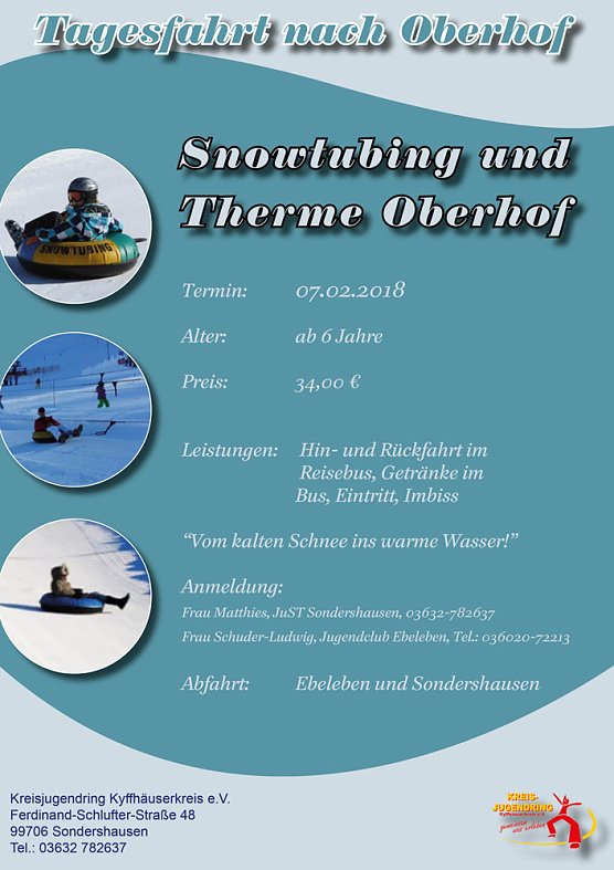 Bild: Tagesfahrt nach Oberhof Snowtubing und Therme