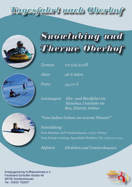 Bild: Tagesfahrt nach Oberhof Snowtubing und Therme