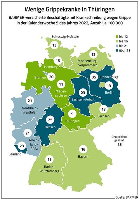 Bild: Statistik Grippeerkrankter in Deutschland