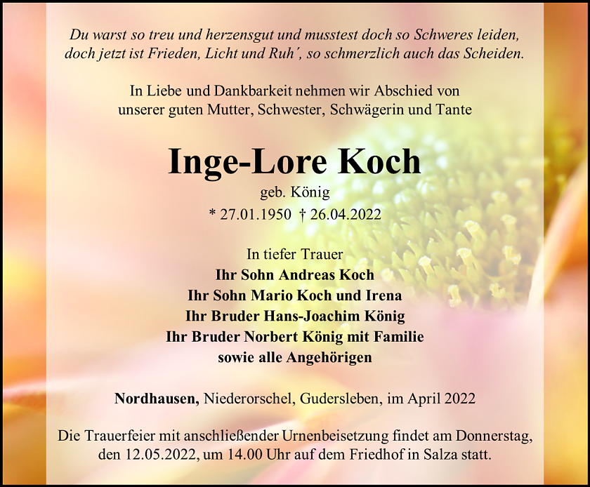 Traueranzeige (Foto: Schade)