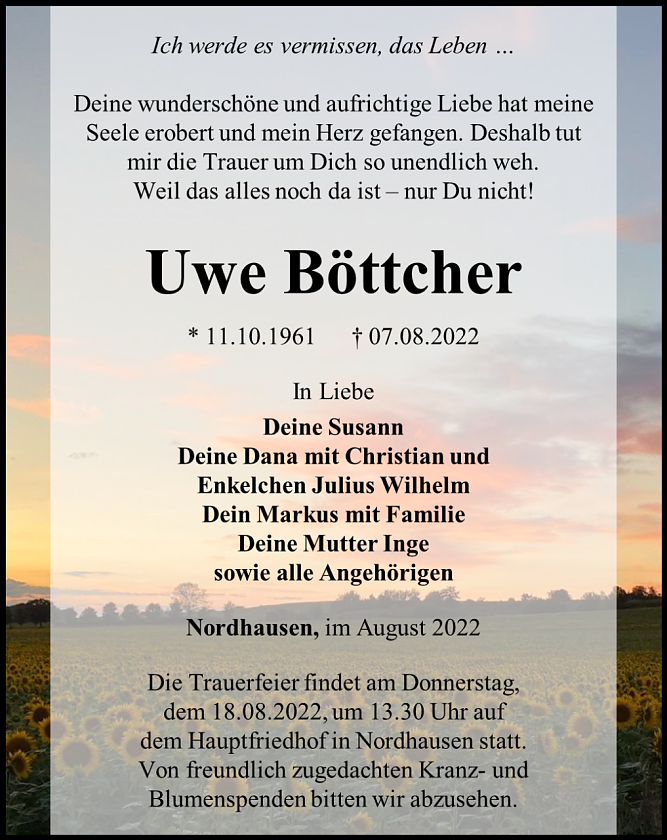 Traueranzeige (Foto: Schade)