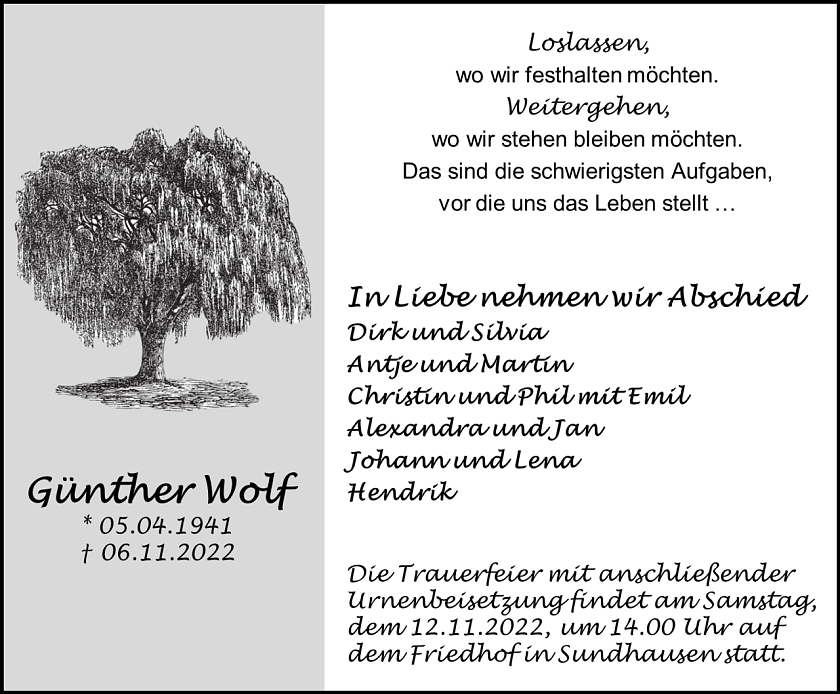 Traueranzeige (Foto: Schade)