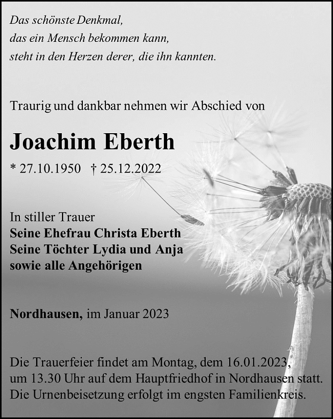 Traueranzeige (Foto: Schade)