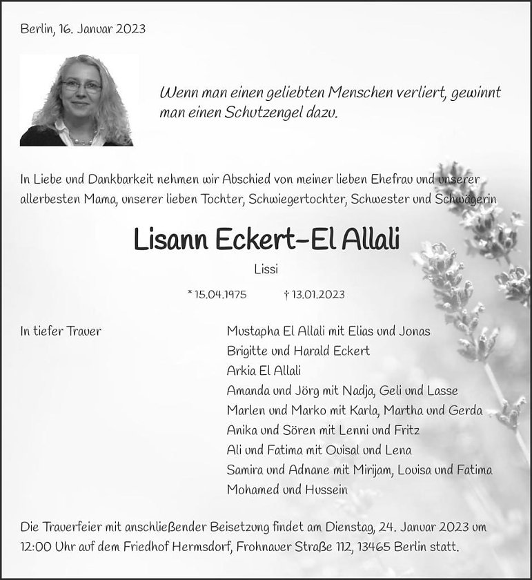 Traueranzeige Eckert-El Allali (Foto: Privat)