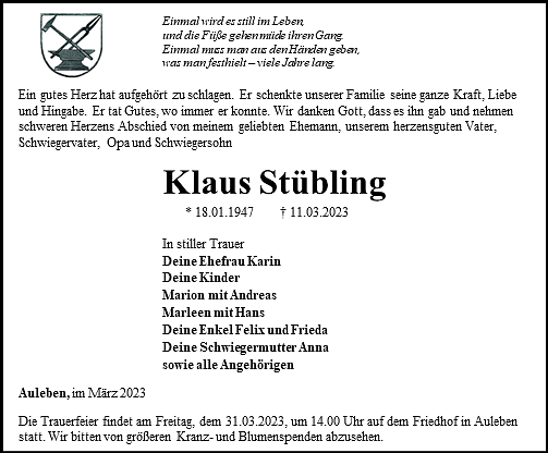 Traueranzeige (Foto: Schade)