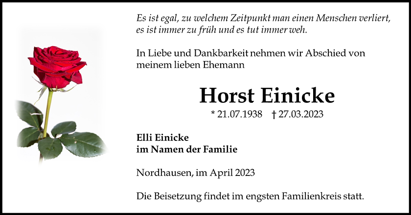 Traueranzeige (Foto: Schade)