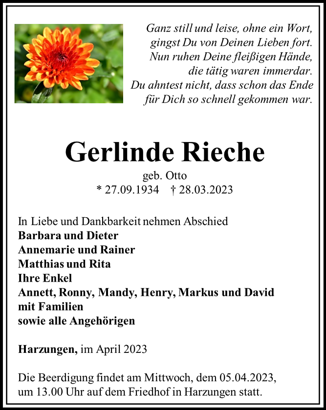 Traueranzeige (Foto: Schade)