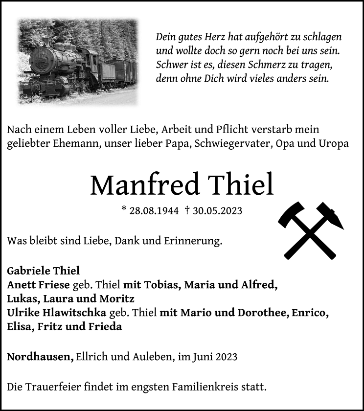 Traueranzeige (Foto: Schade)