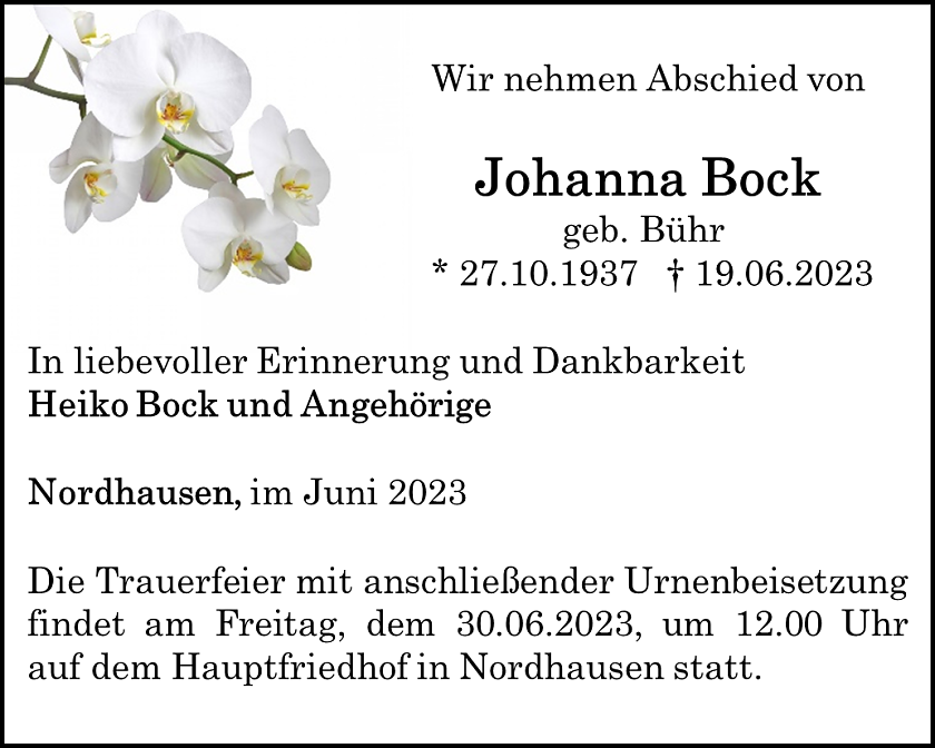 Traueranzeige (Foto: Schade)