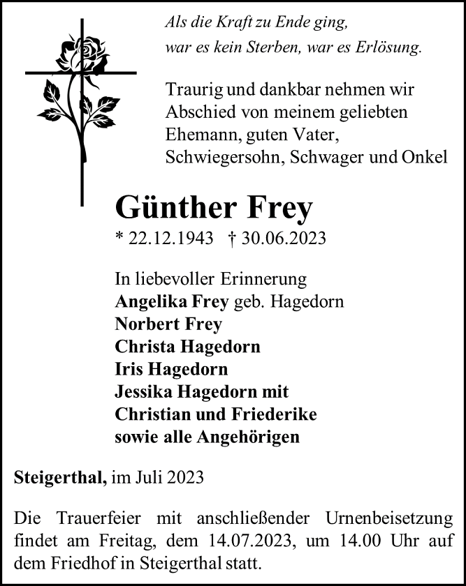 Traueranzeige (Foto: Schade)