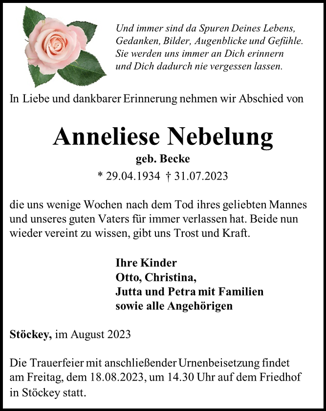 Traueranzeige (Foto: Schade)