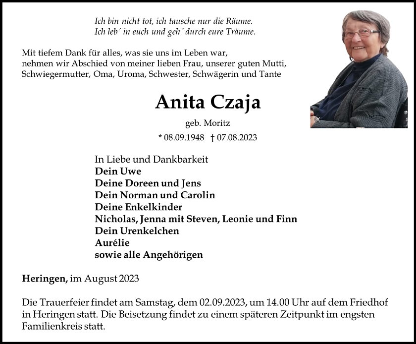 Traueranzeige (Foto: Schade)