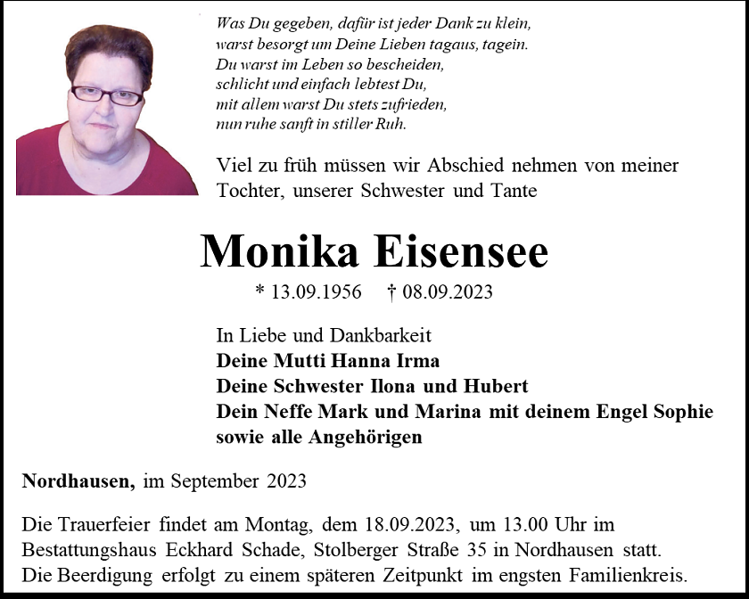 Traueranzeige (Foto: Schade)