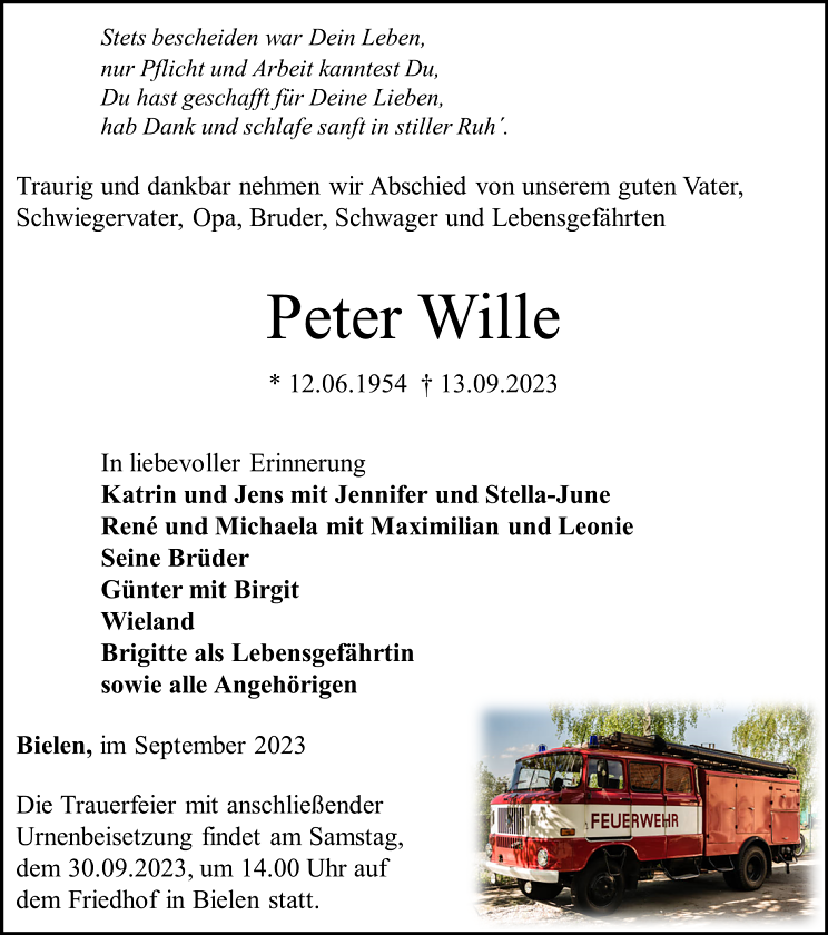 Traueranzeige (Foto: Schade)