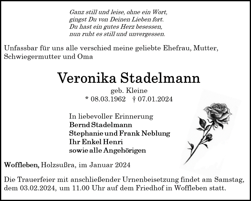 Traueranzeige (Foto: Schade)