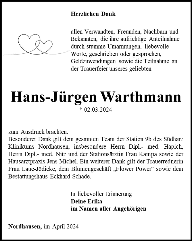 Danksagung (Foto: Bestattungshaus Schade)