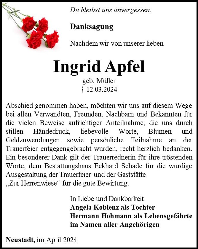 Danksagung (Foto: Schade)