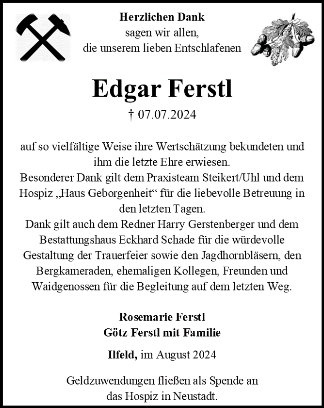 Danksagung (Foto: Bestattungshaus Eckhard Schade)