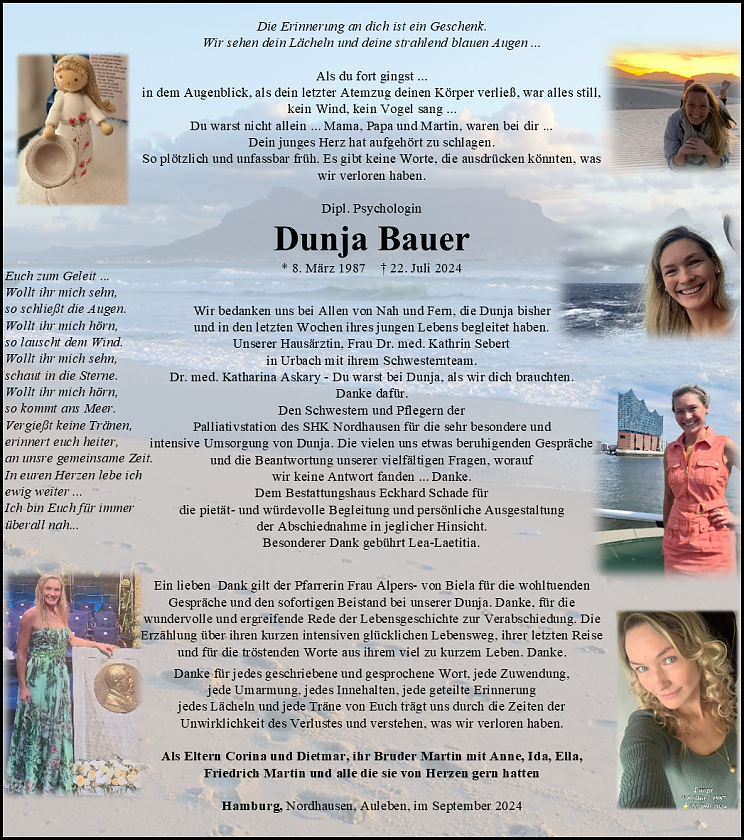 Danksagung (Foto: Bestattungshaus Schade)