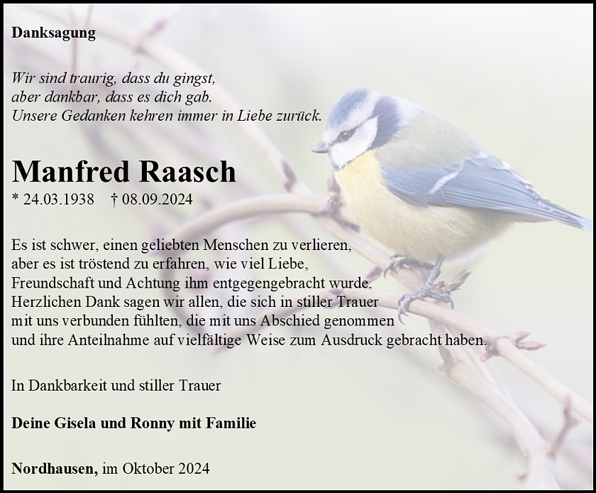 Danksagung (Foto: Bestattungshaus Eckhard Schade)