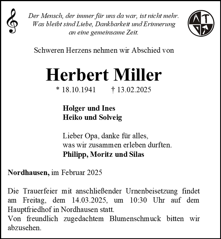 Traueranzeige (Foto: Bestattungshaus Eckhard Schade)