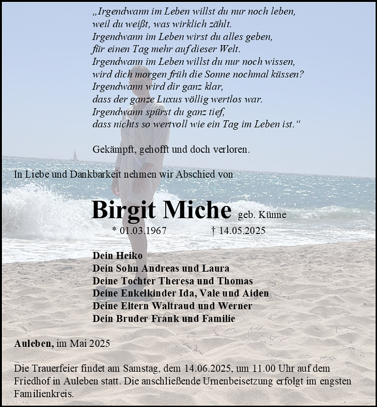 Traueranzeige (Foto: Bestattungshaus Schade)