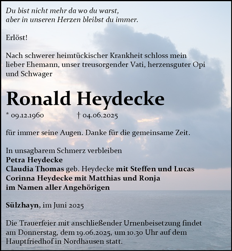 Traueranzeige (Foto: Bestattungshaus Schade)