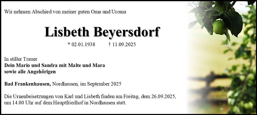 Traueranzeige (Foto: Schade)