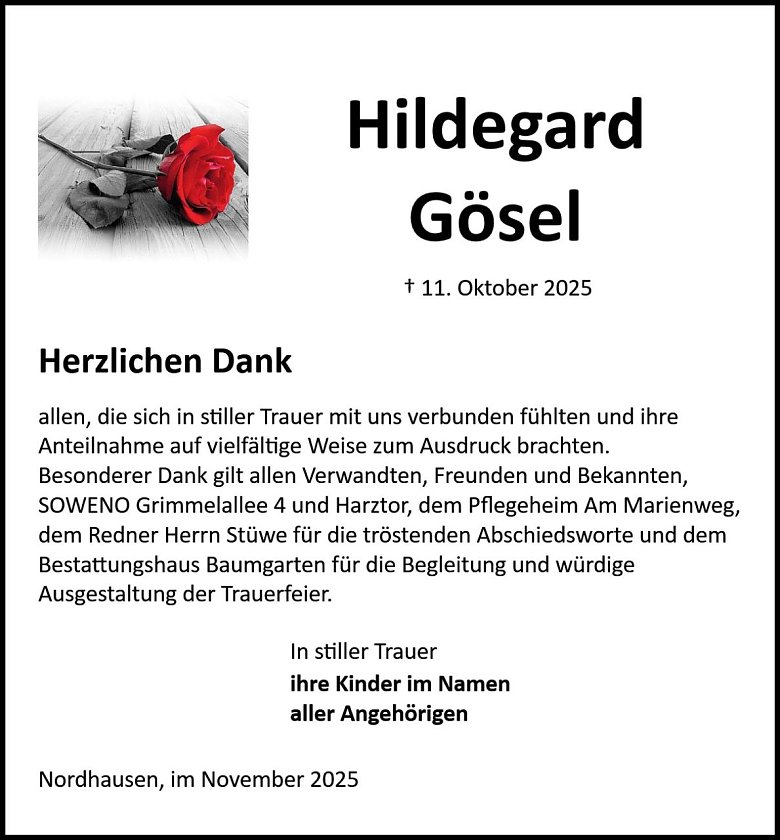 Danksagung (Foto: Bestattung Baumgarten)