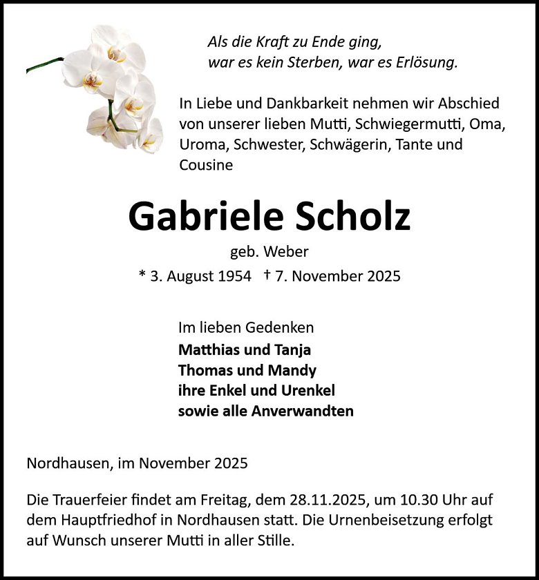 Traueranzeige (Foto: Bestattung Baumgarten)