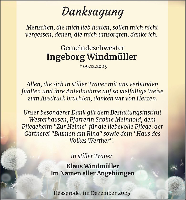 Danksagung (Foto: Best. Westerhausen)