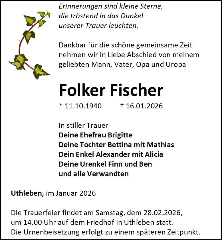 Traueranzeige (Foto: Schade)