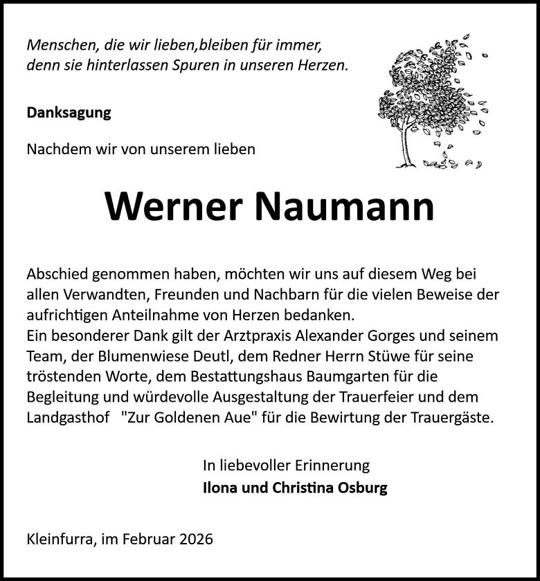 Danksagung (Foto: Bestattung Baumgarten)