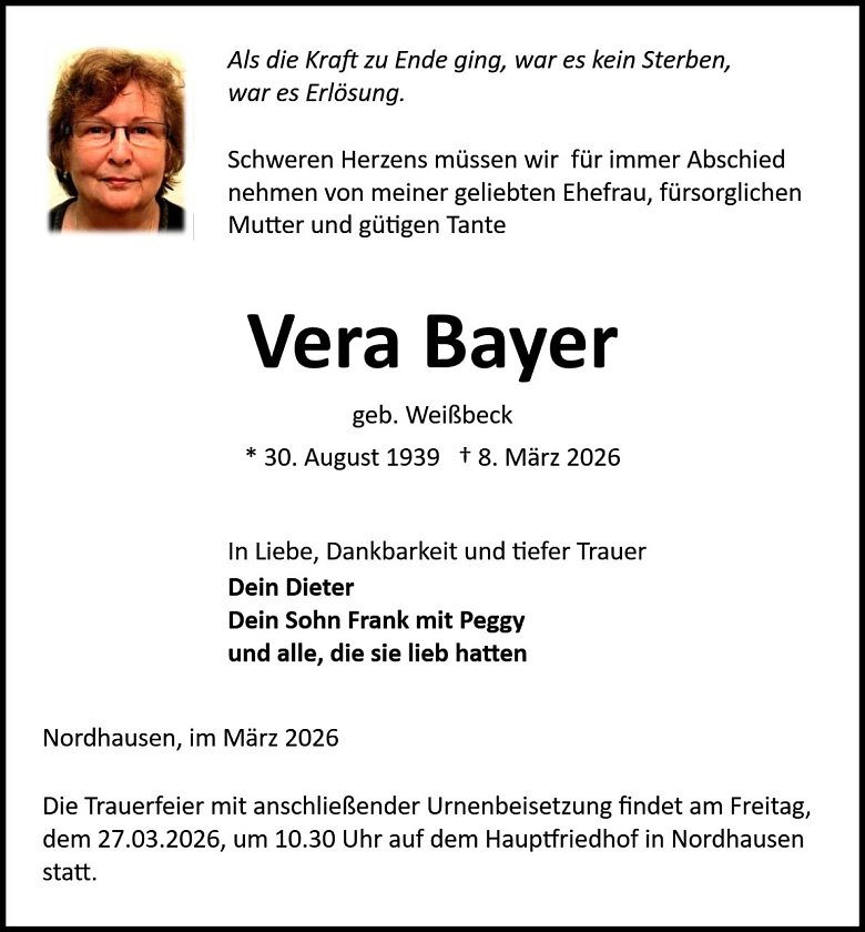 Traueranzeige (Foto: Bestattung Baumgarten)