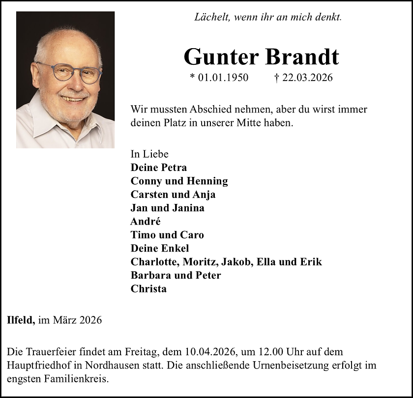 Traueranzeige (Foto: Schade)