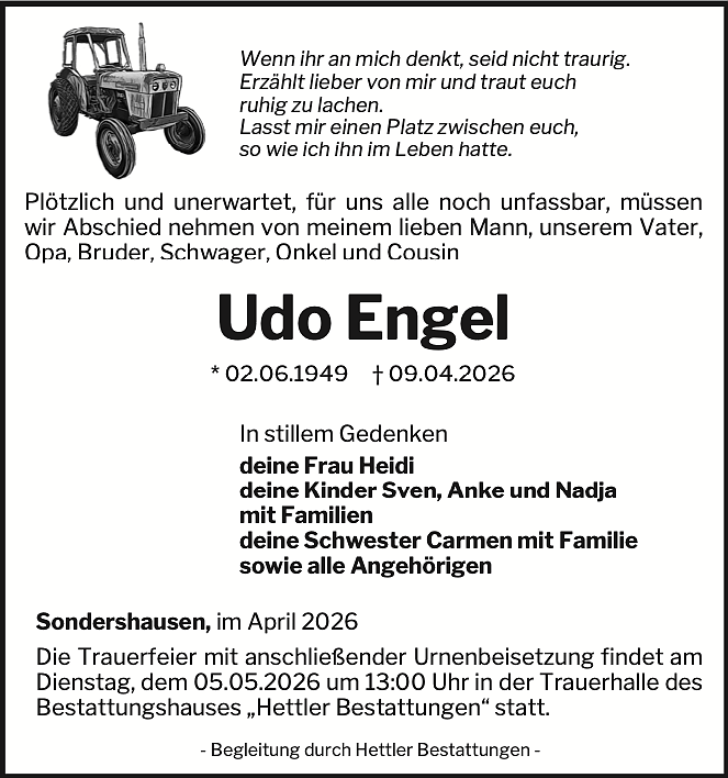 Traueranzeige Udo Engel (Foto: privat)