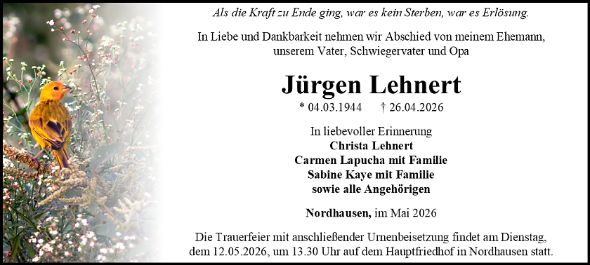 Traueranzeige (Foto: Schade)