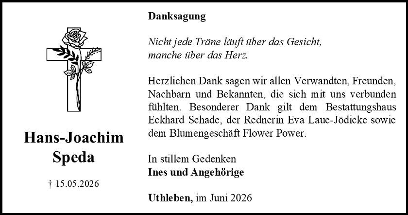 Danksagung (Foto: Bestattungshaus Eckhard Schade)
