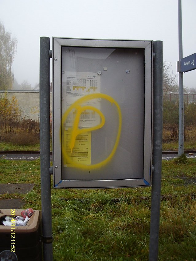 Bild: Sachbesch&auml;digung am Bahnhof Ro&szlig;leben