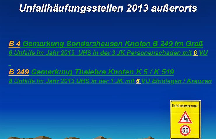 Verkehrsunfallstatistik f&uuml;r 2013 (1)