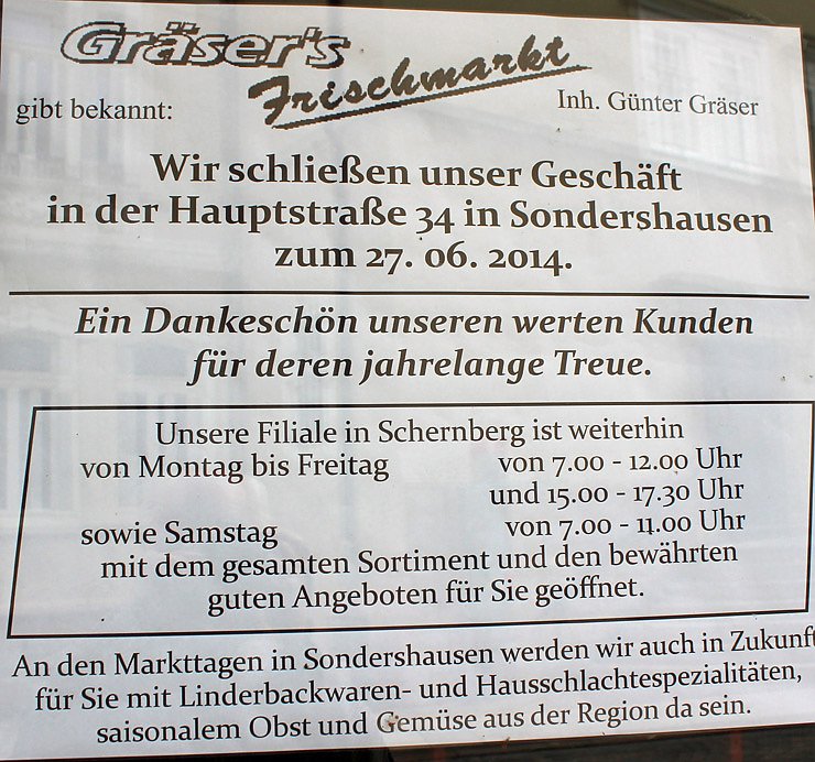 Seit heute ist Schluss