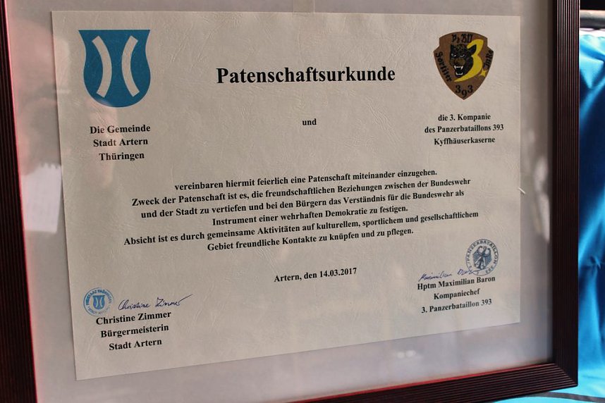 Patenschaft mit Panzerkompanie besiegelt