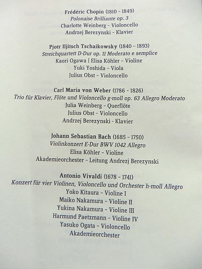 Konzerte zum Ende des Workshops