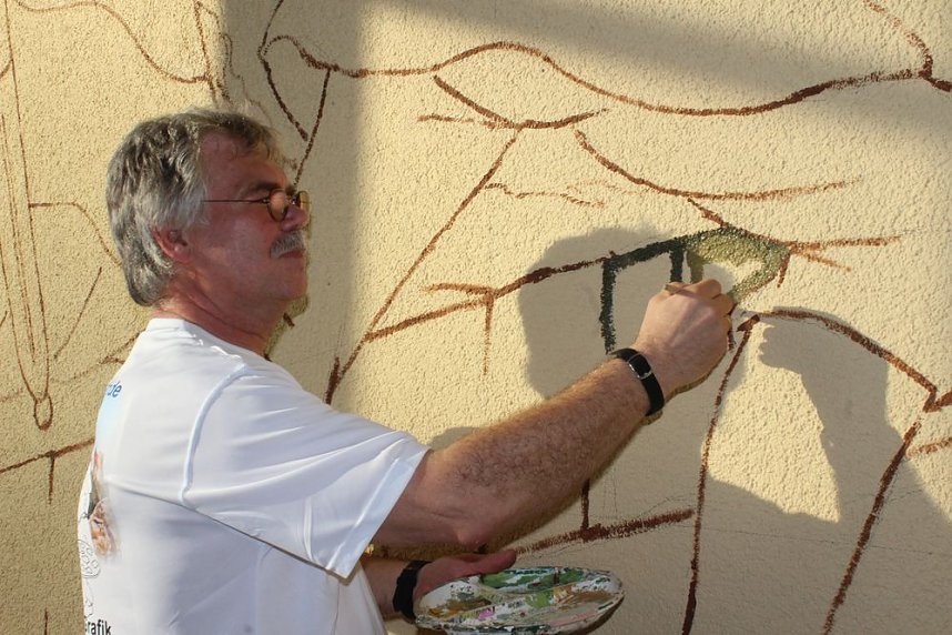 Erste Pinselstriche f&uuml;r Gro&szlig;bild