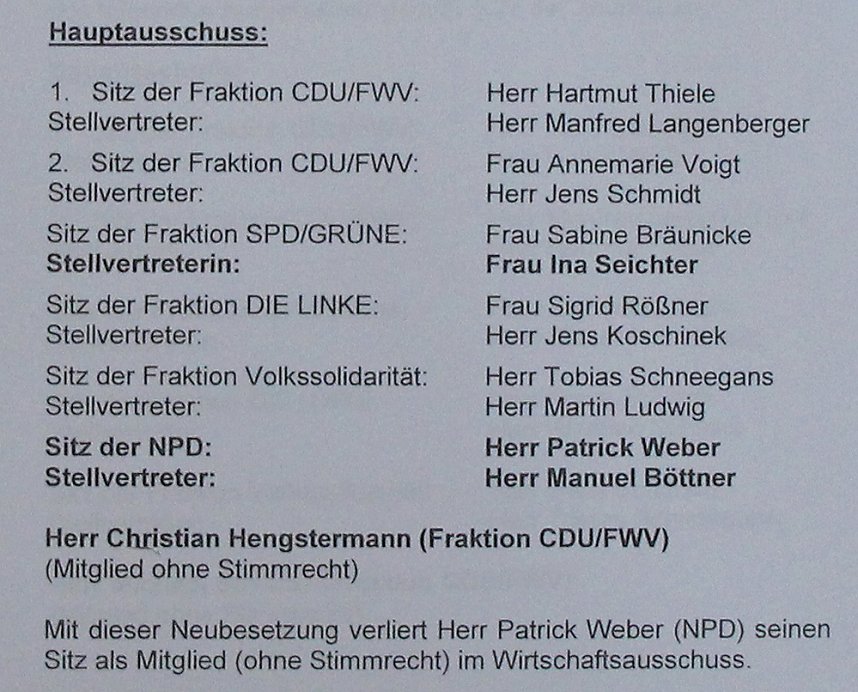 Aussch&uuml;ssen wurden besetzt