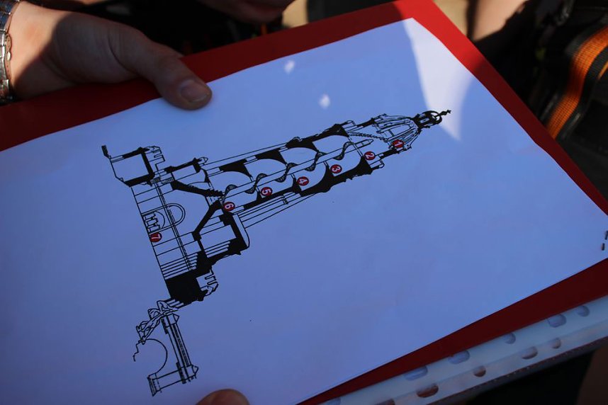 Feuerwehrleute st&uuml;rmen Kyffh&auml;userdenkmal