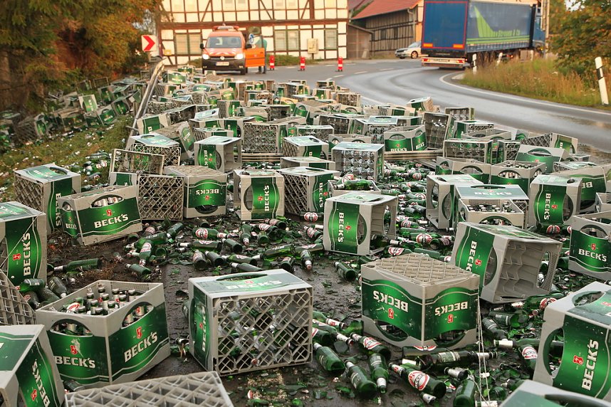 Bierlaster verungl&uuml;ckt